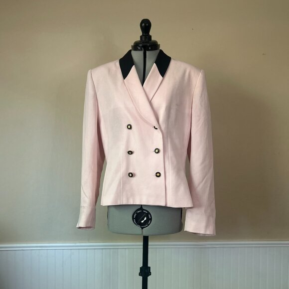 Kasper for ASL Pink Double Breasted Short Blazer | Vintage 80s | Size 10 - Picture 1 of 8